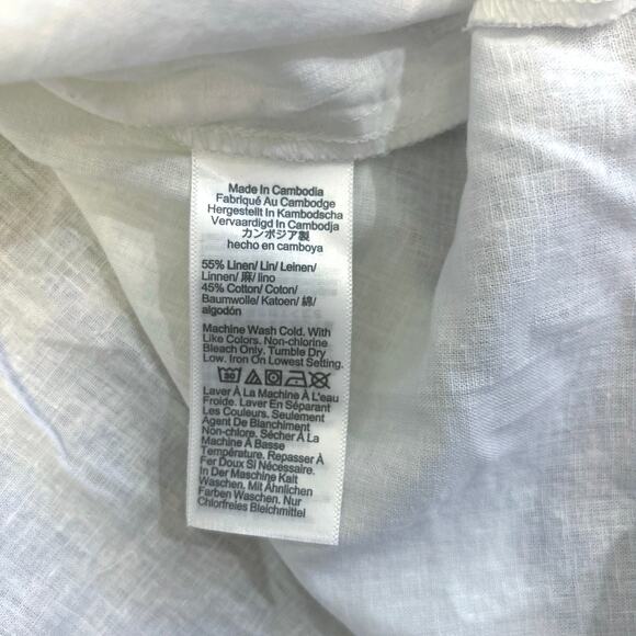 NWT J.Crew Short-Sleeve Linen-Blend Button-Up Shirt White Size XXL - Picture 7 of 7